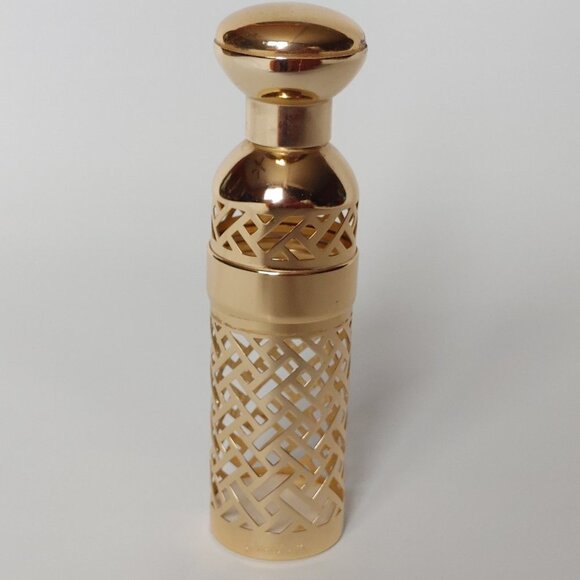 Vintage Guerlain Shalimar Filigree Case 6 3/4" Tall Goldtone Metal 1981 - Picture 1 of 8